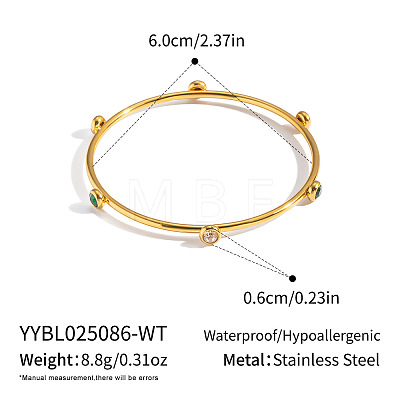 Chic 304 Stainless Steel Pave Cubic Zirconia Bangles for Women HT2221-2-1