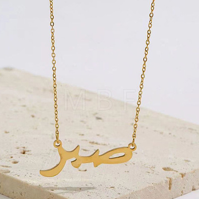 201 Stainless Steel Arabic Letter Pendant Necklaces for Women FS-WG01603-01-1