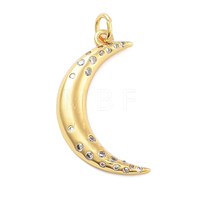 Moon Theme Rack Plating Brass Micro Pave Cubic Zirconia Pendants KK-Z071-52G-01-1