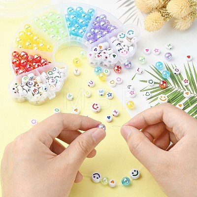 302Pcs 9 Style Transparent & Opaque Rainbow Iridescent Acrylic Beadss Plated and Enamel MACR-CJ0001-55-1