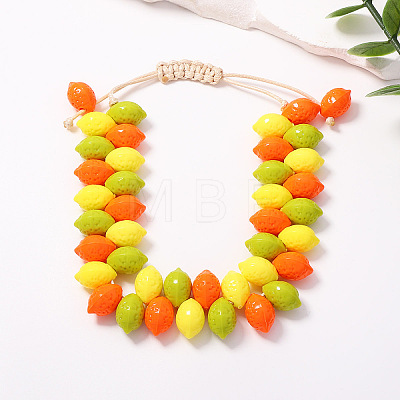 Adjuatble Plastic Lemon Braided Bead Bracelets for Women WG2B9FF-01-1