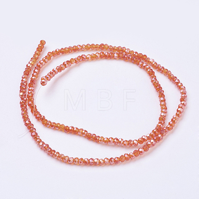 Faceted Rondelle Electroplate AB Color Plated Glass Beads Strands X-EGLA-F003-C20-1