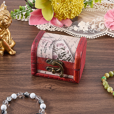 Retro Wooden Jewelry Storage Boxes with Latch Clasps AJEW-CL0005-35A-1