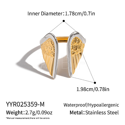 Adjustable 304 Stainless Steel Cuff Open Rings for Women ME6859-2-1