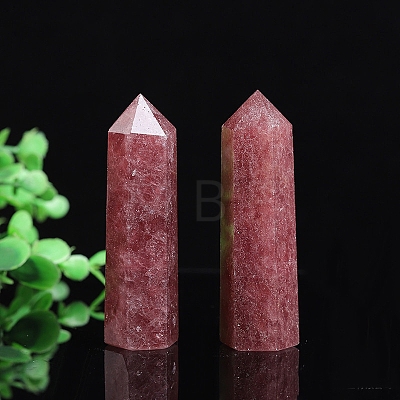 Point Tower Natural Strawberry Quartz Healing Stone Wands PW-WG27186-01-1