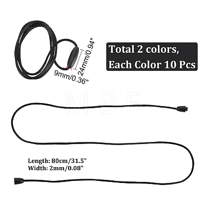 20Pcs 2 Colors Replacement Nylon Necklace Cord NJEW-AR0001-02-1