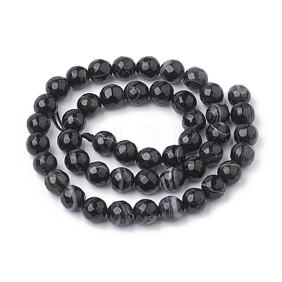 Natural Black Agate Beads Strands G-S281-51D-8mm-1