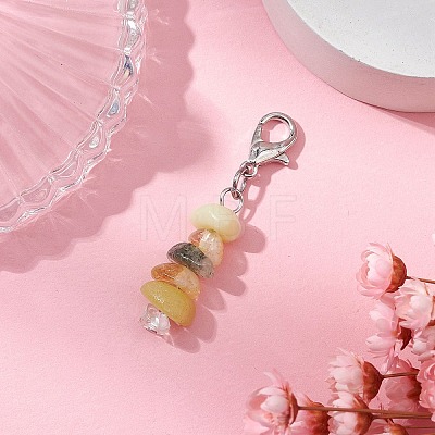 Natural Quartz Crystal & Lemon Jade & Citrine & Prehnite Chips Pendant Decoration HJEW-JM02346-02-1