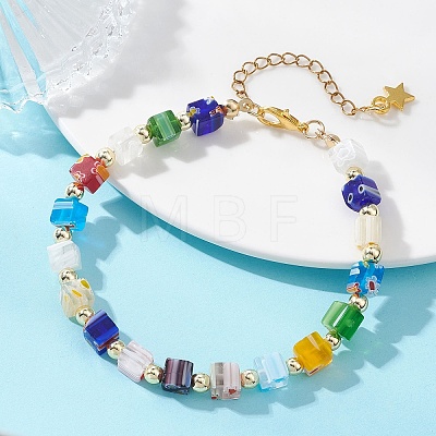 Handmade Millefiori Glass & Non-magnetic Synthetic Hematite Beads Bracelets for Women BJEW-JB13770-1