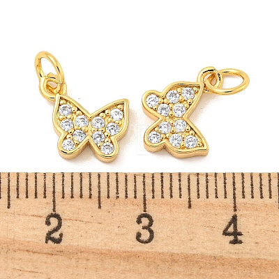 Rack Plating Brass Micro Pave Clear Cubic Zirconia Pendants KK-B093-13A-G-1