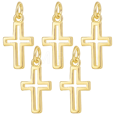 5Pcs 925 Sterling Silver Cross Charms STER-BBC0009-96-1