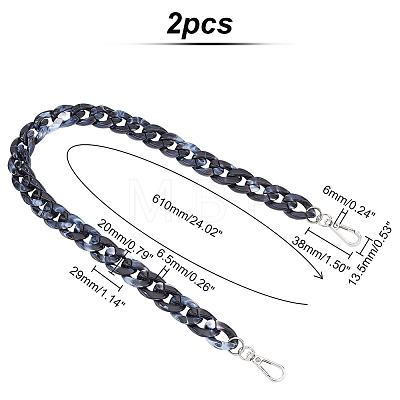   2Pcs Acrylic Imitation Gemstone Curb Chain Bag Handles FIND-PH0006-32-1