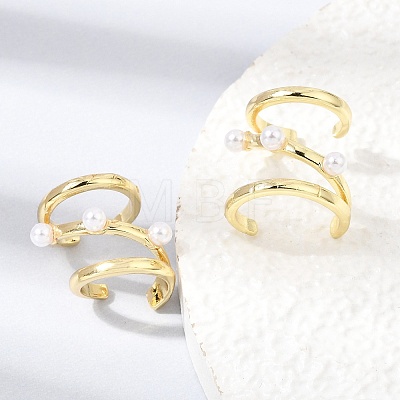 Brass ABS Plastic Pearl Cuff Earrings for Women PL-CBA43D6-02G-1