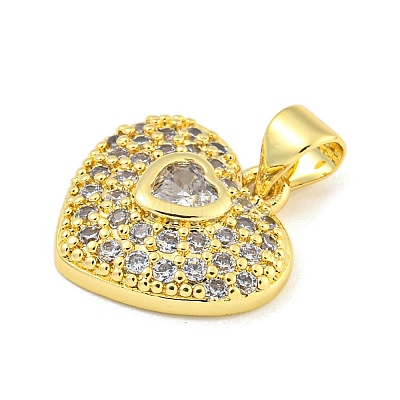 Heart Rack Plating Brass Micro Pave Cubic Zirconia Charms KK-Z053-17G-04-1