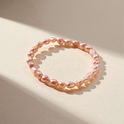 Natural Pearl Beaded Stretch Bracelet for Women BJEW-JB09188-1