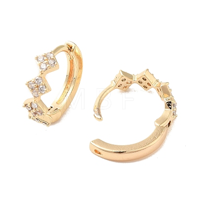 Rhombus Cubic Zirconia Hoop Earrings EJEW-P292-05G-1