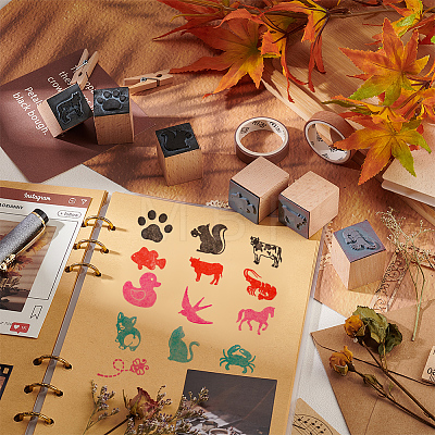 Wooden Stamps with Rubber DIY-WH0002-65B-1