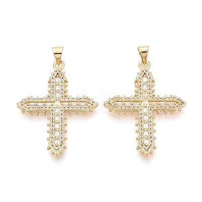 Religion Brass Micro Pave Clear Cubic Zirconia Pendants KK-T080-34G-1