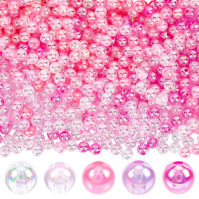 5 Colors Transparent Acrylic Beads MACR-PA0001-03A-02-1