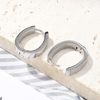 304 Stainless Steel Oval Hoop Earrings for Women EJEW-C096-66P-1