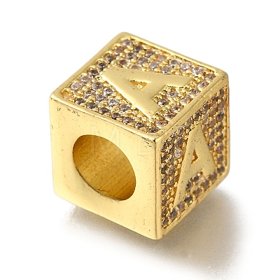 Brass Cubic Zirconia Beads KK-Q818-01A-G-1