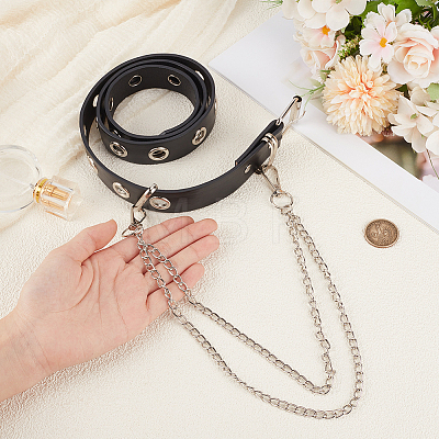 Black PU Leather Waist Belts AJEW-CL0004-87-1