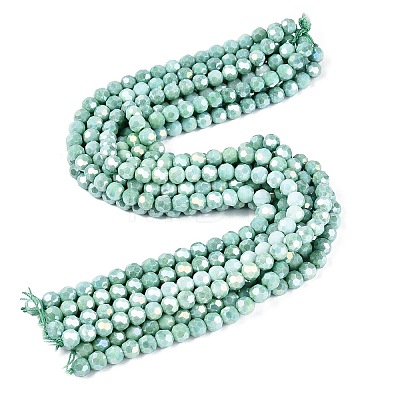 Anti-Tarnish Electroplate Glass Beads Strands EGLA-ZX010-8mm-11-1