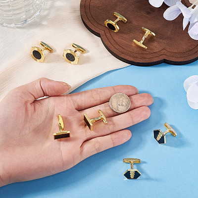 4 Pairs 4 Styles Alloy Enamel Cufflinks FIND-TA0010-10-1