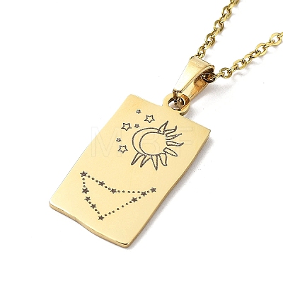 Rectangle with Twelve Constellations Pendant Necklaces NJEW-D069-01G-10-1