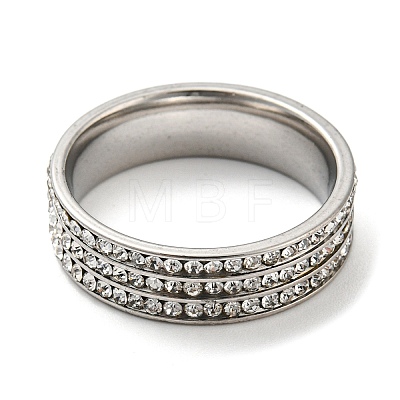 304 Stainless Steel with Rhinestone Wide Band Rings RJEW-K252-01B-P-1