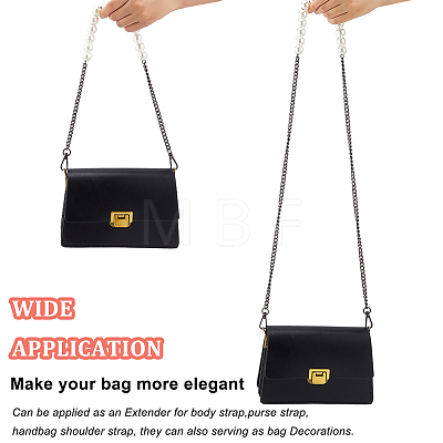 WADORN 2Pcs 2 Style Plastic Imitation Pearl Beaded Bag Straps DIY-WR0002-72B-1