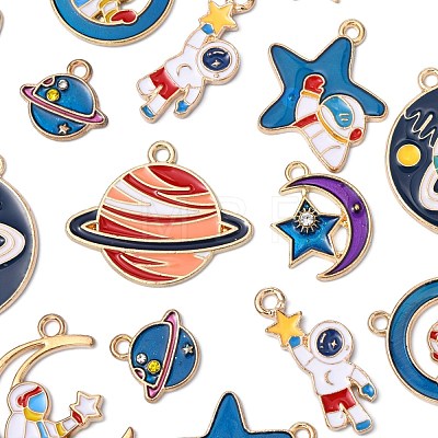 16Pcs 8 Style Alloy Enamel Pendants ENAM-FS0001-22-1