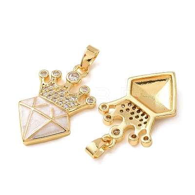 Brass Micro Pave Clear Cubic Zirconia Pendants CU-CBAF77A-01G-1