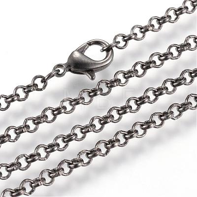 Iron Rolo Chains Necklace Making MAK-R015-75cm-B-1