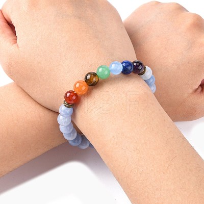 Yoga Chakra Jewelry Stretch Bracelets BJEW-G554-02-1