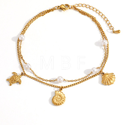 Ocean Shell Shape & Turtle Charm Anklets WG11FAC-01-1