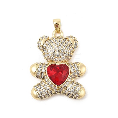 Brass Micro Pave Cubic Zirconia Pendants KK-P300-03G-01-1