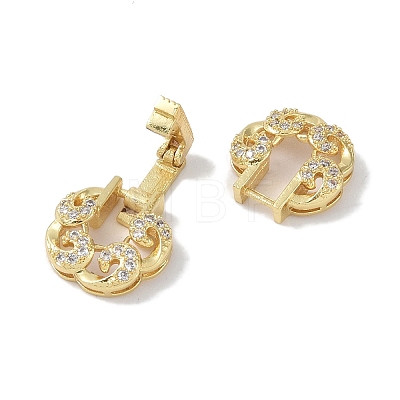 Rack Plating Brass Micro Pave Clear Cubic Zirconia Fold Over Clasps KK-NH0002-03B-G-1