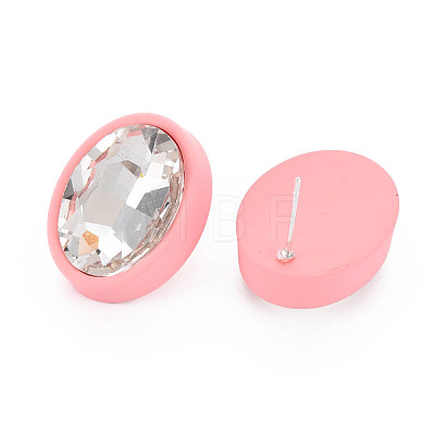 Crystal Rhinestone Oval Stud Earrings with 925 Sterling Silver Pins for Women MACR-S275-037B-1