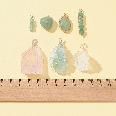 7Pcs 7 Styles Natural Mixed Gemstone Pendants Sets G-FS0005-54-1