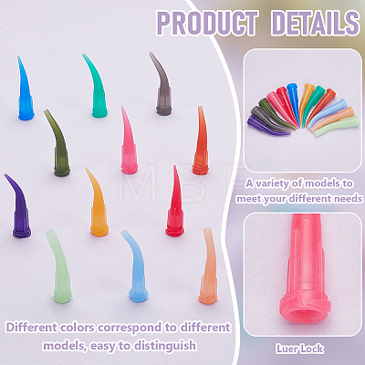 Fingerinspire 72Pcs 12 Colors Bent Tip Plastic Fluid Precision Blunt Needle Dispense Tips TOOL-FG0001-20-1