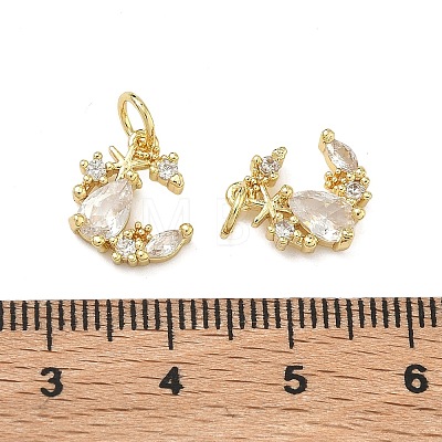 Brass Micro Pave Clear Cubic Zirconia Pendants KK-D228-17G-1