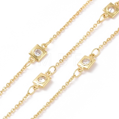 Clear Cubic Zirconia Square Link Chains CHC-G016-02G-1