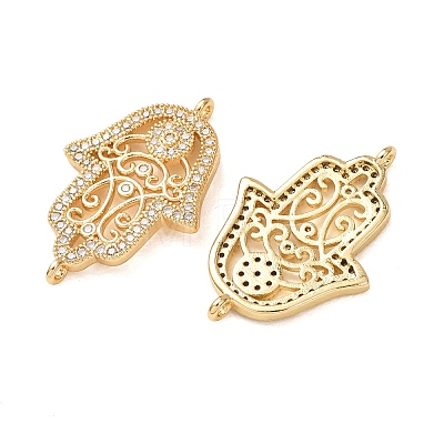 Brass Micro Pave Clear Cubic Zirconia Connector Charms CU-CBA4579-10G-B-1