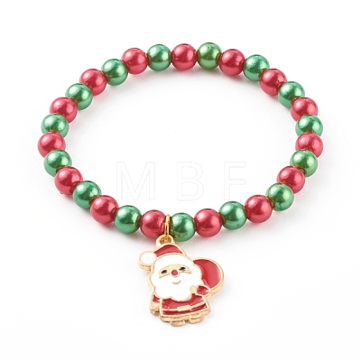 Christmas Theme Stretch Charm Bracelets for Kids BJEW-JB06170-1