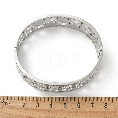 304 Stainless Steel Hinged Bangles with Polymer Clay Rhinestones for Women BJEW-Z080-05P-1