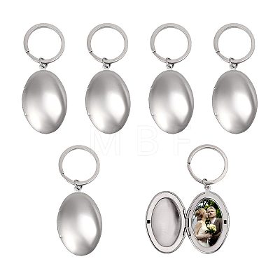 6Pcs 316 Stainless Steel Locket Pendant Keychain KEYC-PH01648-1