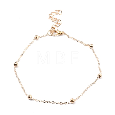 4Pcs 4 Style Alloy Chain Anklets Set with Resin Pearl Beaded and Flat Round Charm SJEW-D009-03KCG-1