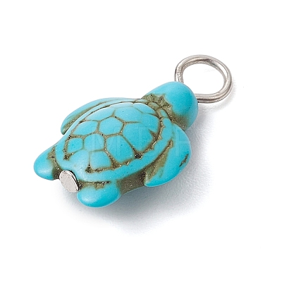 Dyed Synthetic Turquoise Pendants PALLOY-JF02924-01-1