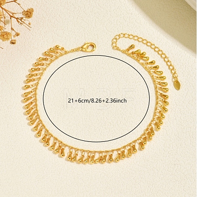 Summer Beach Brass Teardrop Tassel Anklets for Women IU8608-1